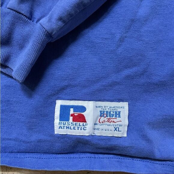 VTG RUSSELL Athletic High Cotton Long Sleeve T Shirt 90s USA Made Size Large - Picture 2 of 5